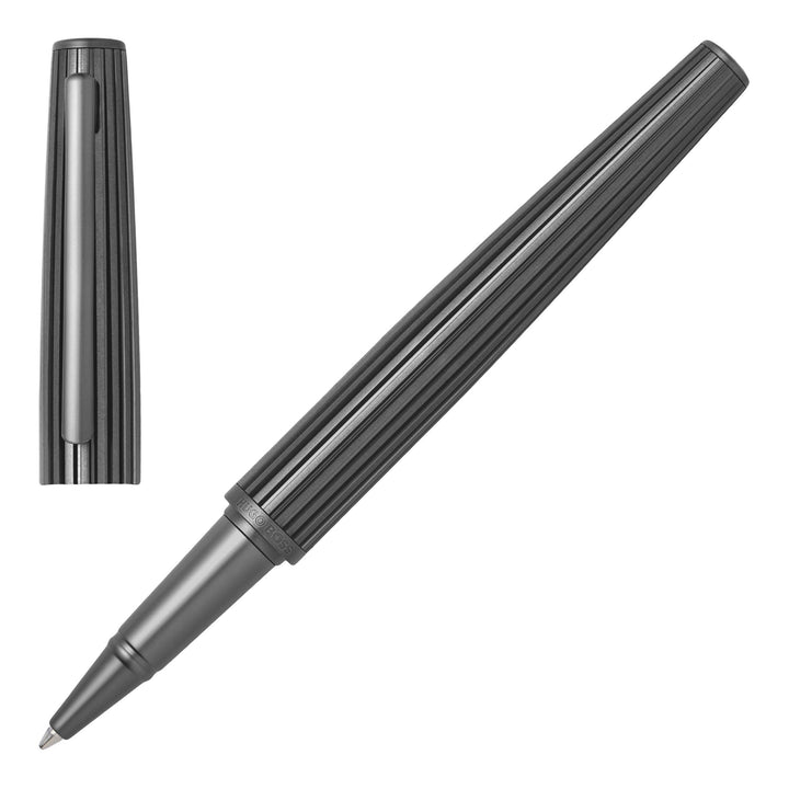 Hugo Boss Nitor Tintenroller aus Messing in der Farbe Gun, Länge: 14,7cm, Tintenfarbe: Schwarz, HSV3