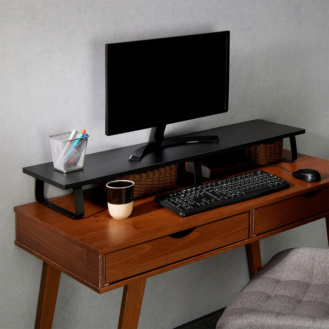 IDIMEX Monitorständer Milford - Desktop-Organizer, Schwarz, 100x27x13 cm, Belastbar bis 20kg, Modern