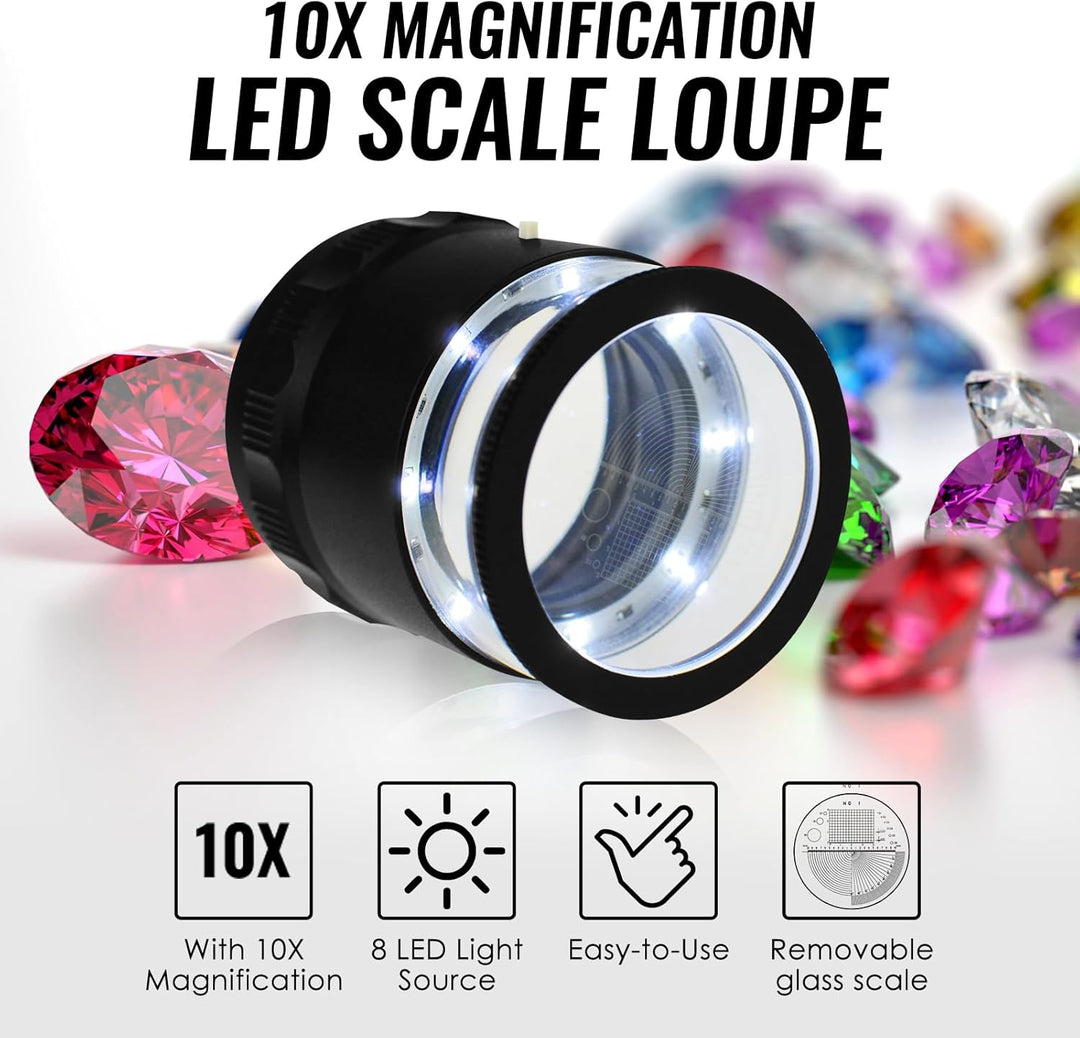 Pocket Handheld klein Grösse 10x mit 25mm 2,5cm (0,99 Zoll) mit LED-Licht, fokussierte Augenlupe Sch