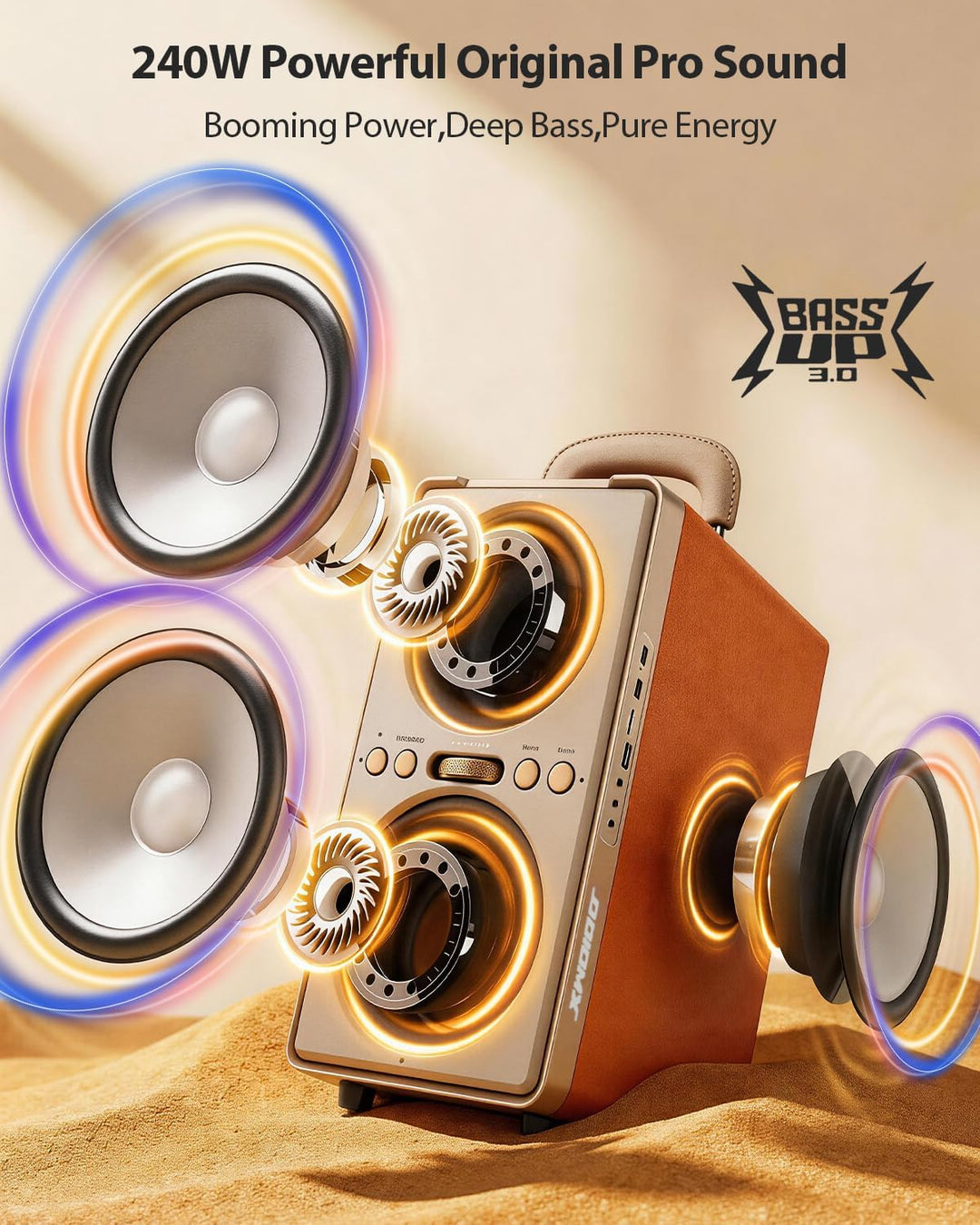 240W Musikbox Bluetooth Gross, kraftvoller, lauter Klang mit tiefen Bässen, 20H Akku,TWS-Funktion, P