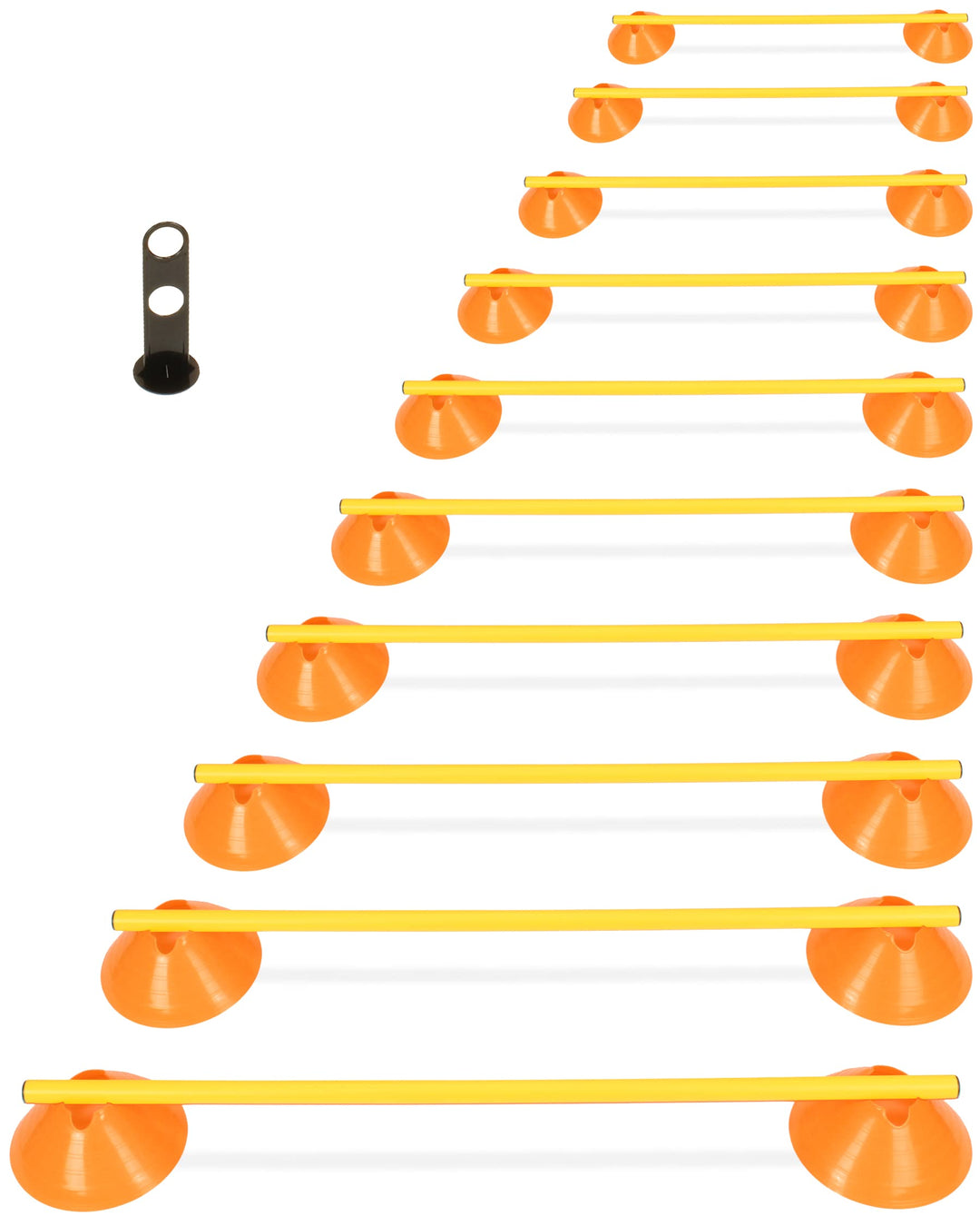 Cavaletti Mini-Hürden 10er Set – Mulden Orange & Stangen Gelb – sichere Trainingshürden für Hunde –