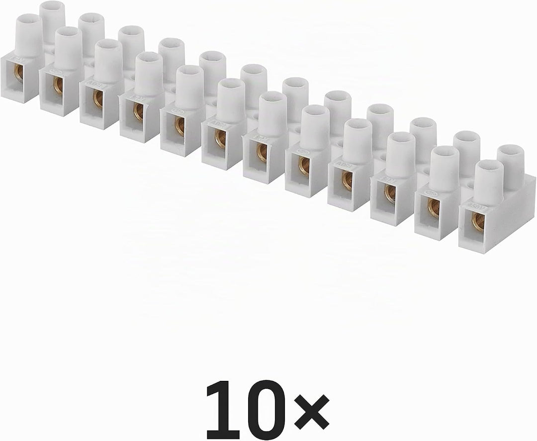 EMOS 10er Pack Anschlussklemme für 1,5 mm² - 6 mm² Draht, 10x Riegel mit 12 Stück, 450 V~/41 A, weis