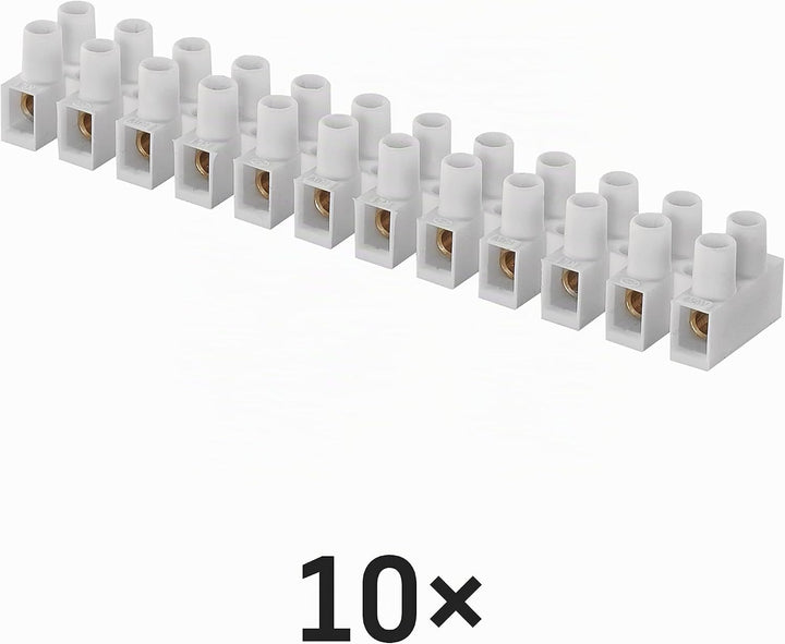 EMOS 10er Pack Anschlussklemme für 1,5 mm² - 6 mm² Draht, 10x Riegel mit 12 Stück, 450 V~/41 A, weis