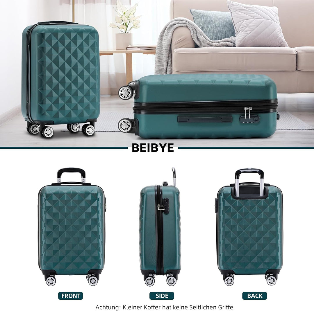 BEIBYE Zwillingsrollen 2066 Hartschale Trolley Koffer Reisekoffer Handgepäck Boardcase M (Dunkelgree