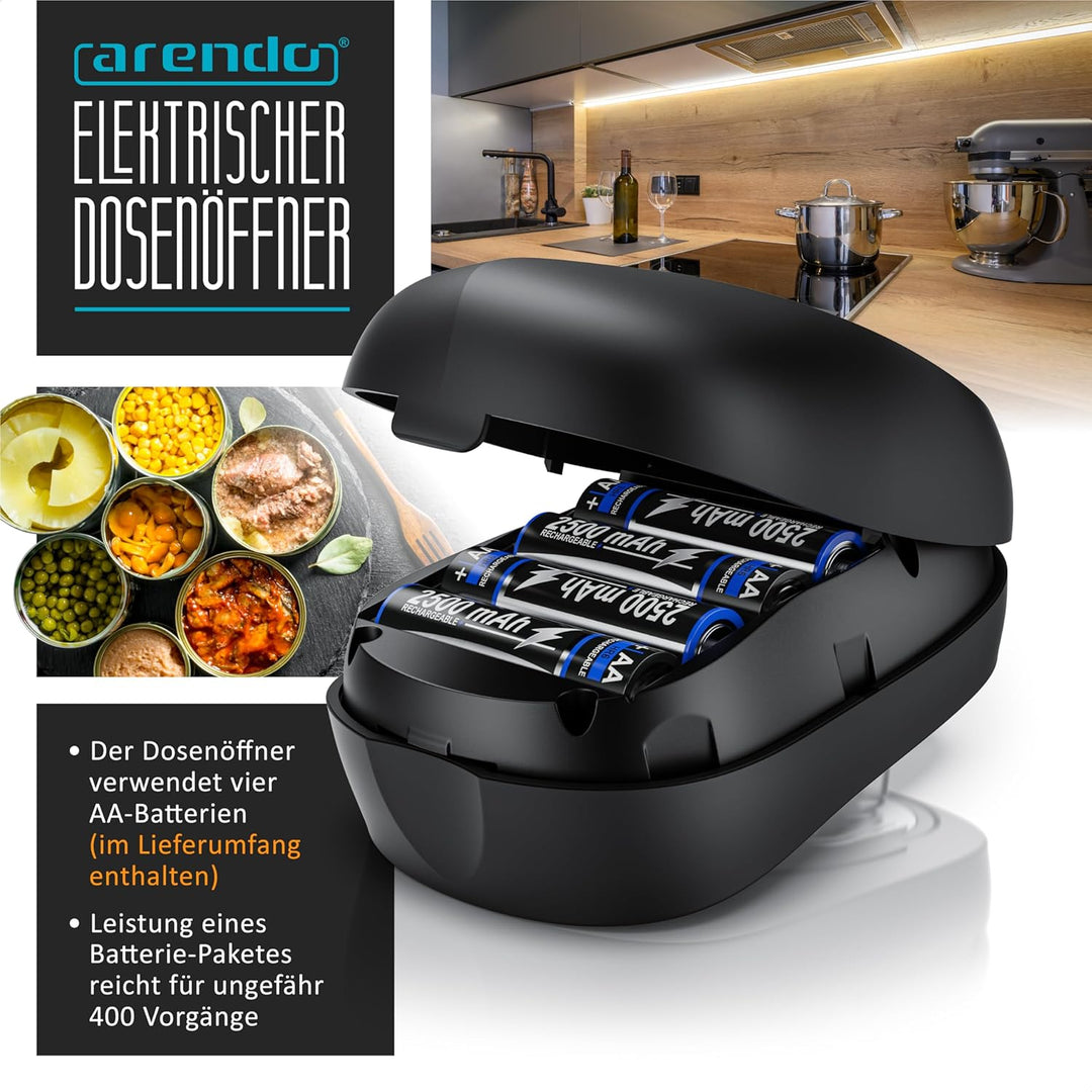 Elektrischer Dosenöffner, Konservenöffner mit Start & Stopp Funktion, glatte Kanten, Küchenhelfer fü