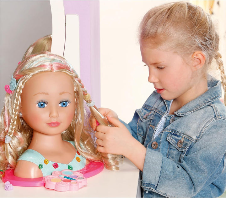 BABY Born Stylingkopf Prinzessin, Puppenschminkkopf für Kinder mit Langen blonden Haaren inkl. Schmi