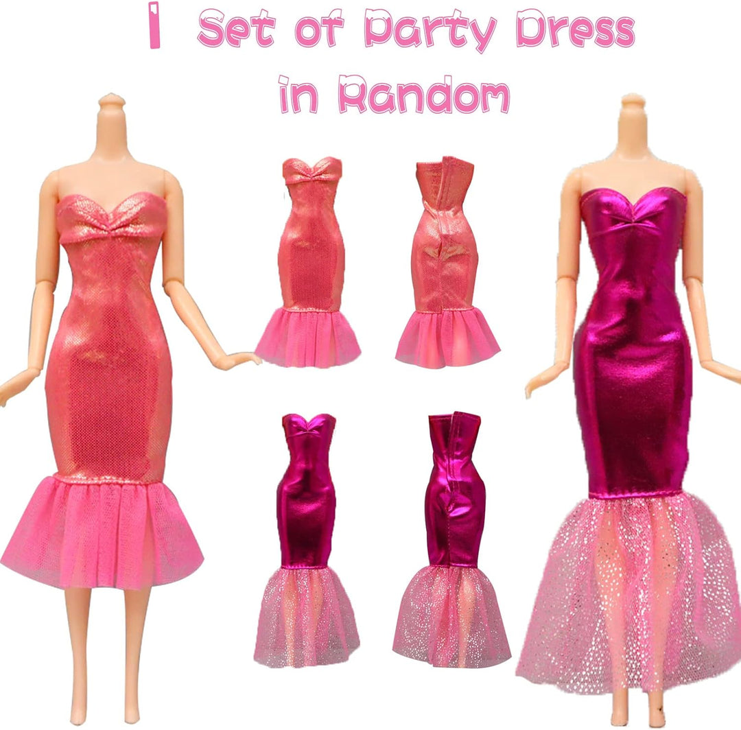 28 Stück Kleidung und Zubehör Kompatibel mit Barbie Puppen, 3 Fashion Kleider 3 Freizeitbekleidung K