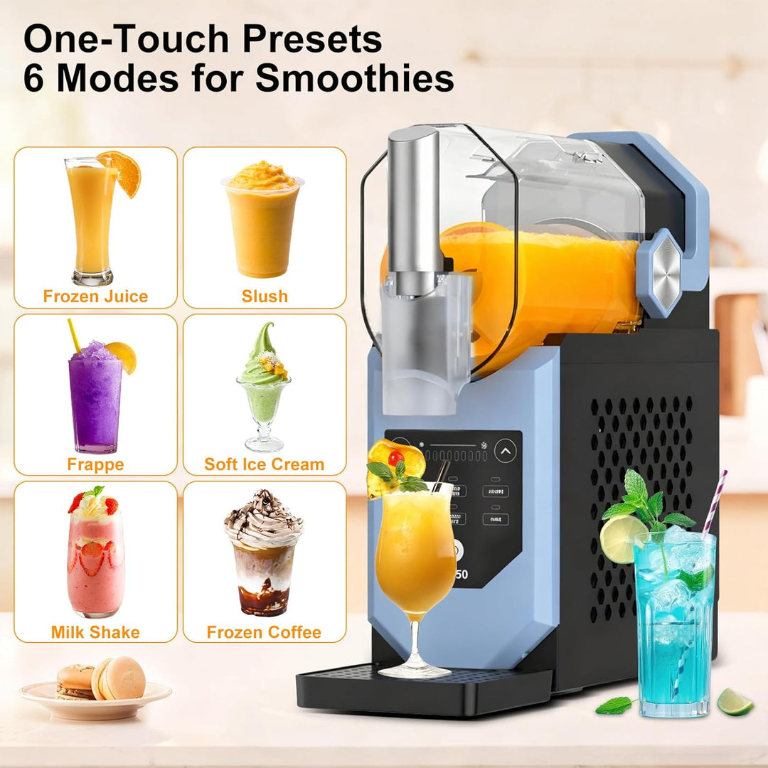 Macchiatto Slush Maschine, 5-in-1 Eismaschine mit LED-Display, 6 Programme & Ein-Knopf-Bedienung für