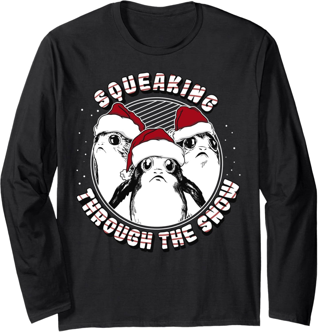 Star Wars Porg Squeaking Through Snow Christmas Langarmshirt