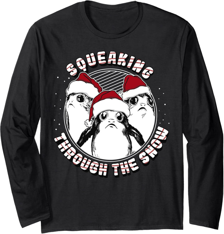 Star Wars Porg Squeaking Through Snow Christmas Langarmshirt