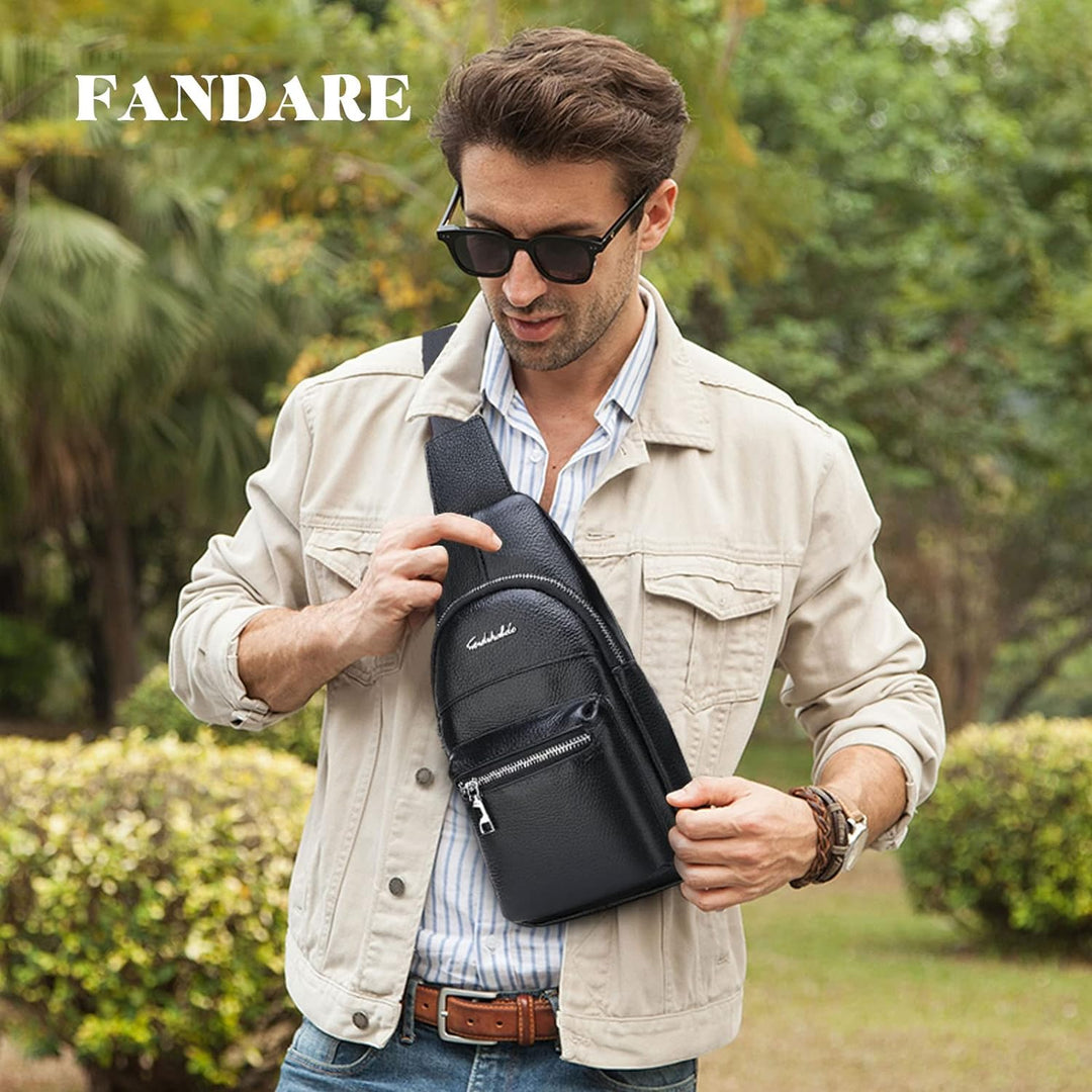 FANDARE Retro Brusttasche Ultraleicht Schultertasche Herren Sling Bag Geschäft Chest Bag Umhängetasc
