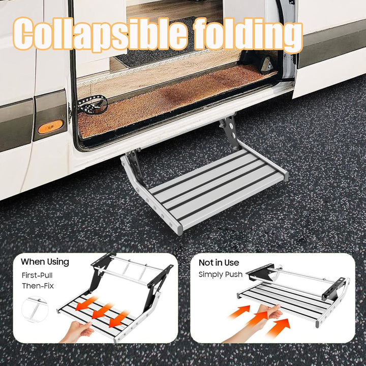 Manuelle Wohnmobil Treppe, Alu Einzelschicht Wohnmobiltrittstufen mit Anti-Slip-Streifen, Wohnwagen