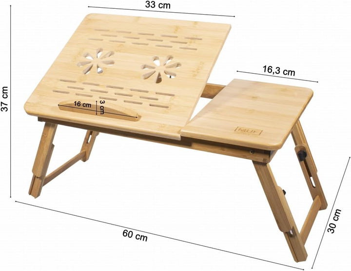 Laptop Betttisch Klappbar aus Bambus - Laptoptisch Höhenverstellbar für Couch - Bett Tisch für Lesen