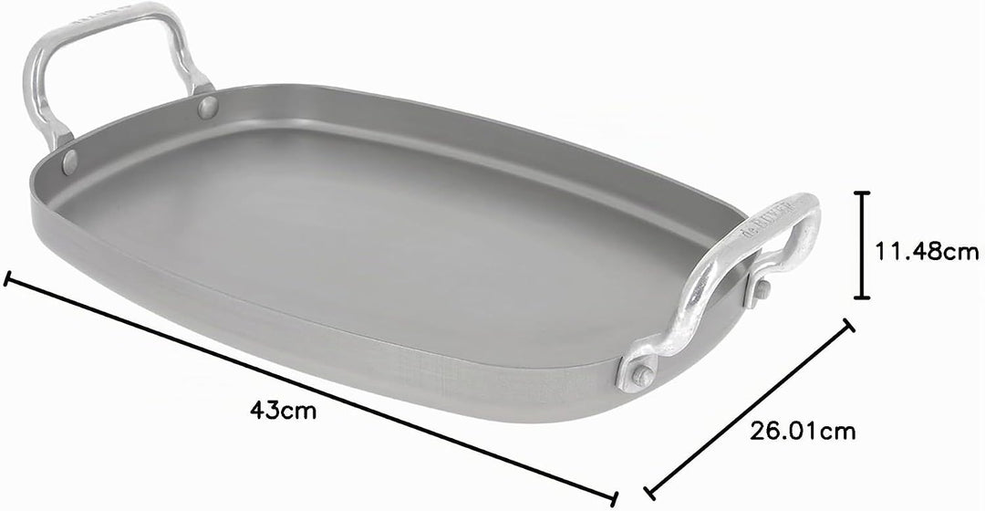 De Buyer 5640.01 Plancha glatt, Stahl, grau, 43 x 26 x 11,49 cm