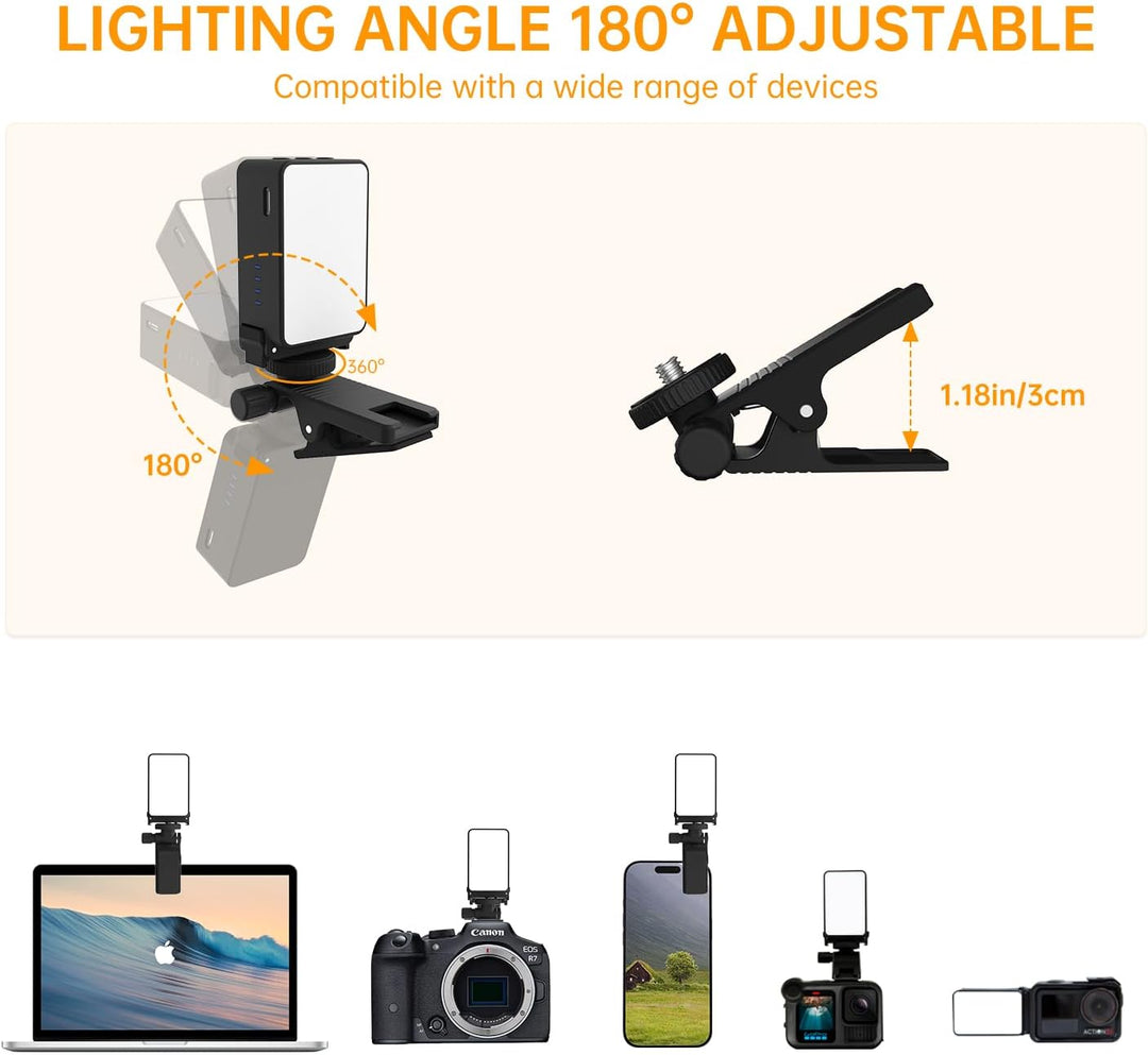 Suptig Mini-Video-Licht, Selfie-Licht für Kamera, Telefon, Gopro, DJI Action, Laptop usw.