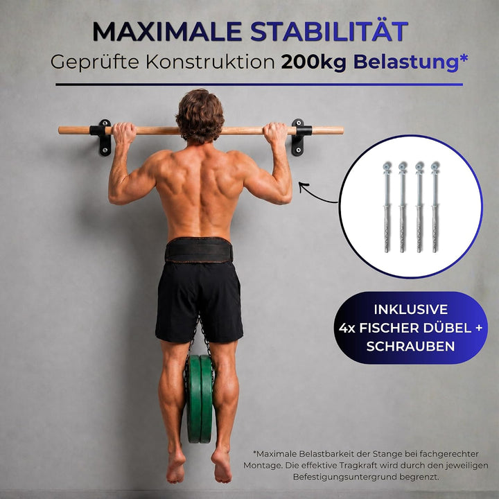 Klimmzugstange, Pull Up Bar über Türrahmen &amp; Balken - robustes Material pulverbeschichtet - Belastba