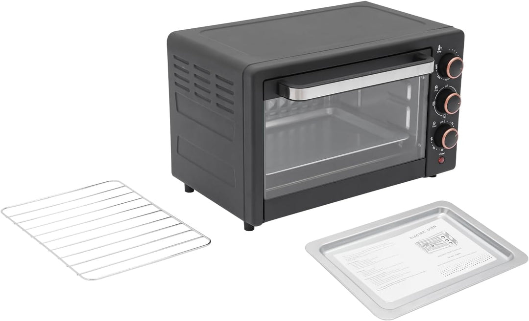 SuhoFutus Elektrobackofen 22L Edelstahl, 1000W Ofen mit Grill, Backofen mit Timer und Thermostat, Ko