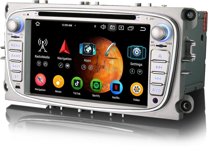 Erisin 7 Zoll 8-Kern 4GB RAM 64GB ROM Android 12 Autoradio 2din mit GPS Navi für Ford Focus Mondeo S