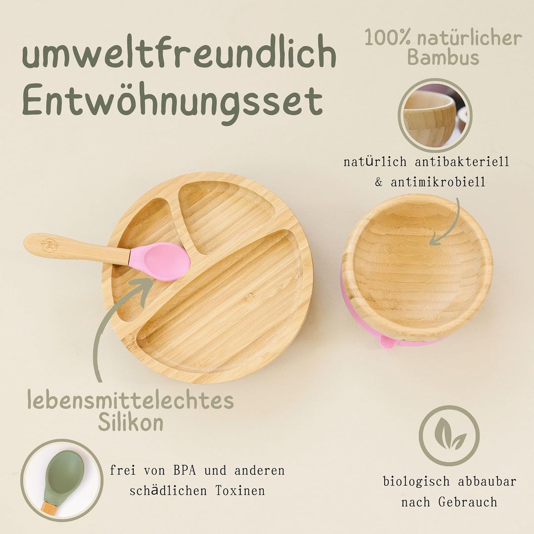 Bubba Bear Kindergeschirr-Set | Kinderteller mit Saugnapf | Geschirrset für Kleinkinder | Unterteilt