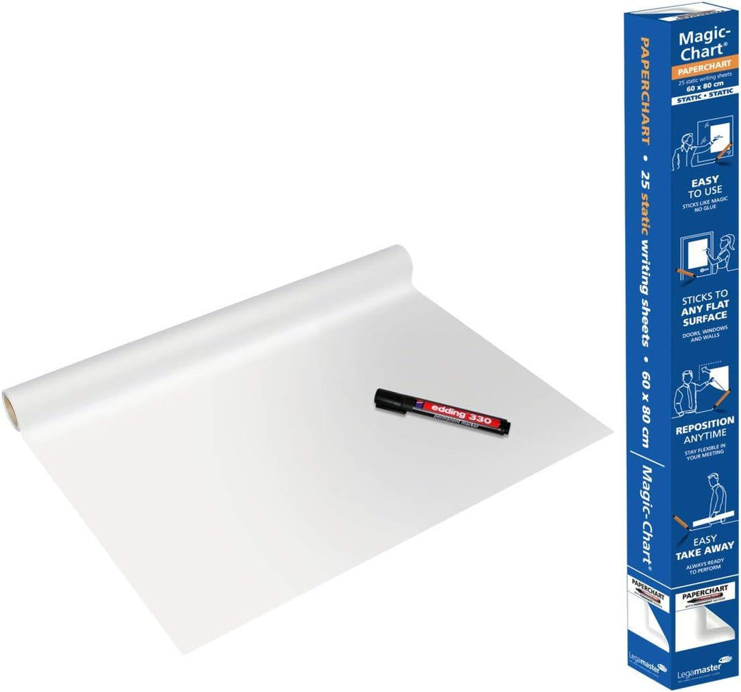 Legamaster Magic-Chart Paperchart Folie - weiss - 80x60cm & Magic-Chart Notes - statisch selbsthafte