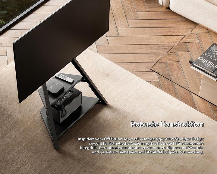 FITUEYES Design TV Ständer Rollbar, Mobiler TV Stand mit Rollen für 32 40 43 55 65 Zoll Flach &amp; Curv