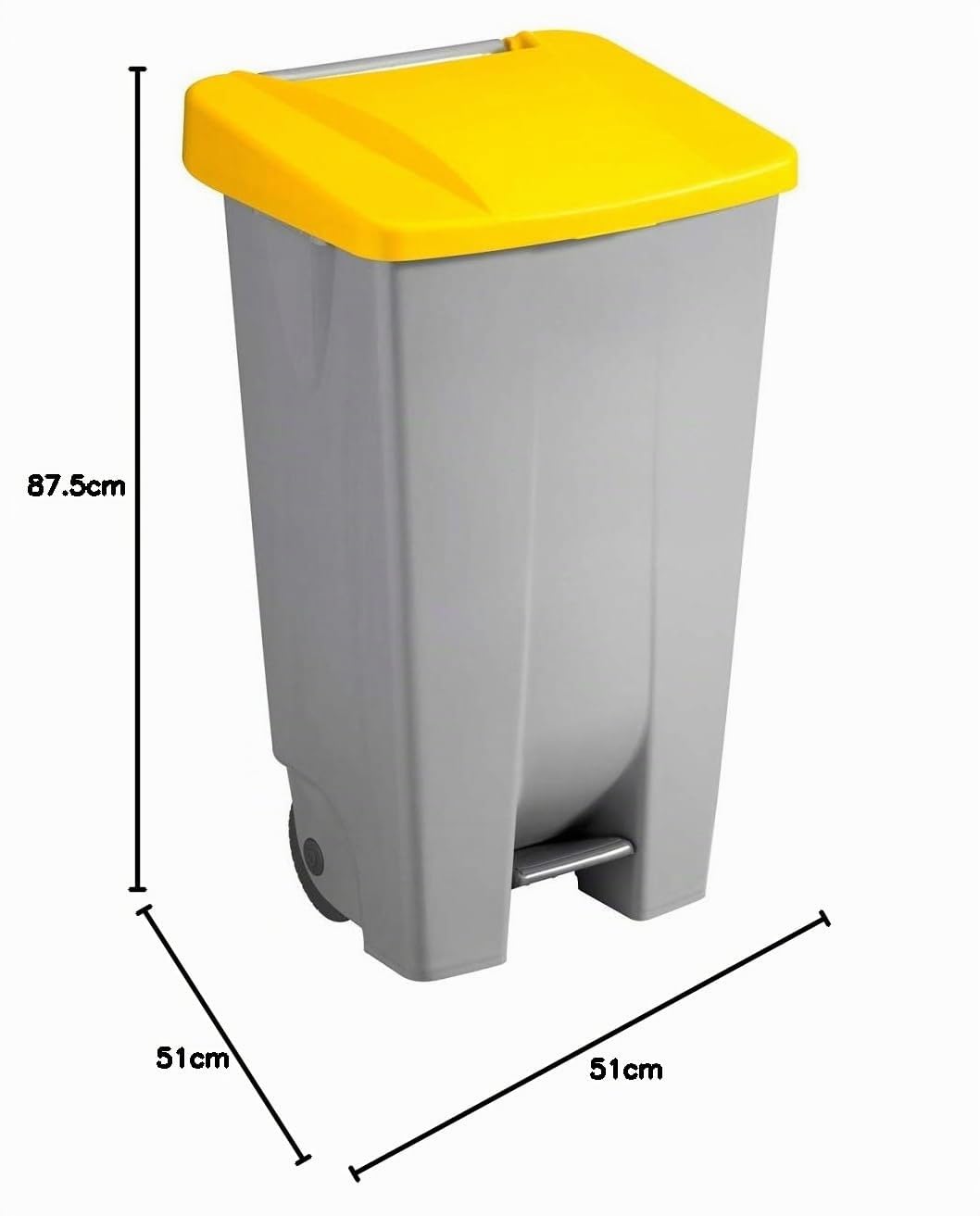 Sunware Basic Abfalleimer 120 Liter - 42,5 x 51 x 87,5 cm - mit Rädern/Fusspedal/Handgriff - grau/ge