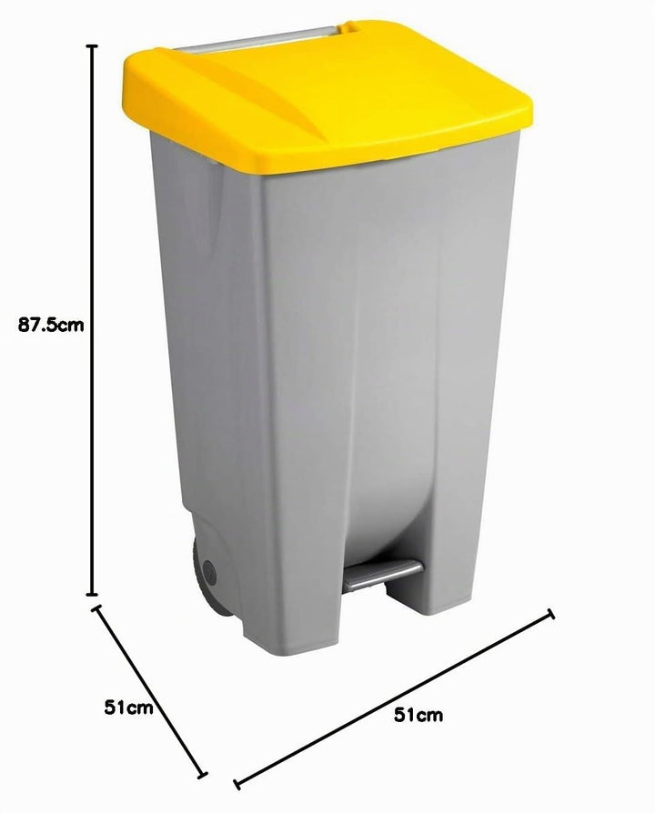 Sunware Basic Abfalleimer 120 Liter - 42,5 x 51 x 87,5 cm - mit Rädern/Fusspedal/Handgriff - grau/ge