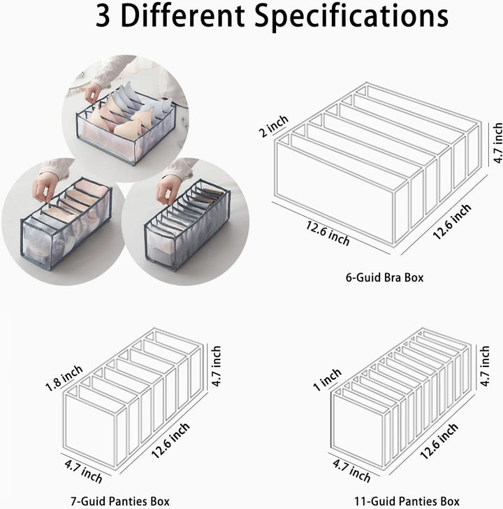 6 Stück Unterwäsche Schubladen Organizer Set, Schubladen Schrank Organizer Faltbar für Socken, Unter