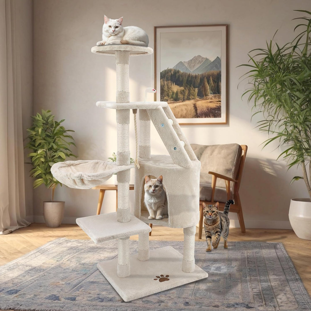 Beltom® KRATZBAUM KATZENKRATZBAUM KLETTERBAUM KATZENBAUM SPIELBAUM Park Spiele H. 120 cm - Beige, Be