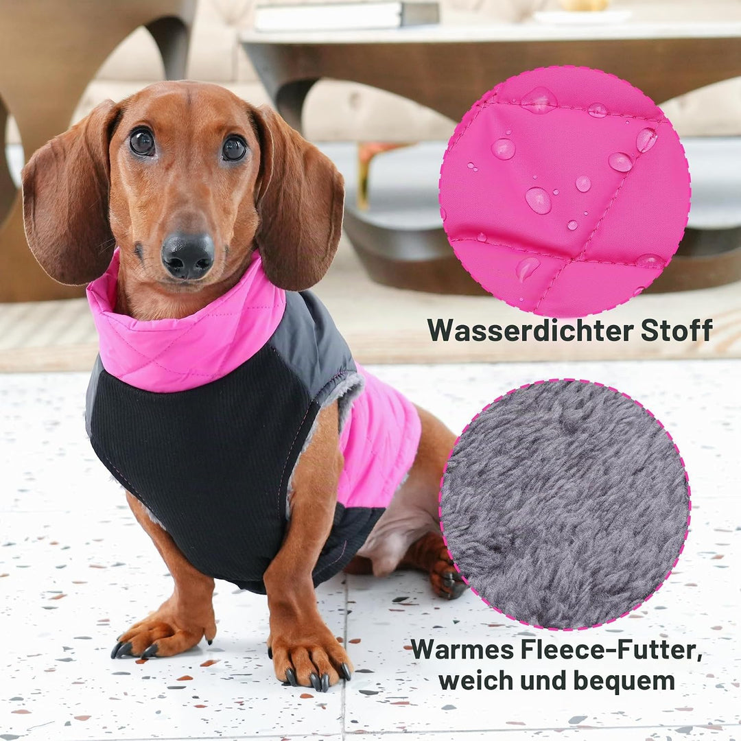 JoyDaog Warme Fleece Hundemäntel für grosse Hunde, D-Ringe wasserdichte Hundejacke für kalten Winter