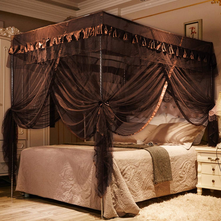 Mengersi Betthimmel mit 4 Ecken, für Bett, King-Size-Bett, königliches, luxuriöses Moskitonetz, Schl