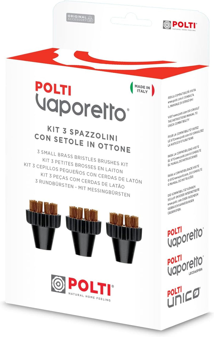 Polti PAEU0297 Latón Vaporetto Messingbürsten für Eco Pro 3.0 und Classic Dampfreiniger (3 Stück), M