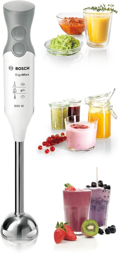 Bosch Hausgeräte Stabmixer ErgoMixx MSM66110, Edelstahl-Mixfuss, Mix- und Messbecher, 2 Geschwindigk