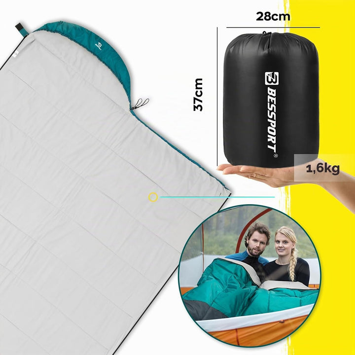 Bessport Schlafsack Flannel für Camping 3-4 Jahreszeiten - 10 °C-20°C | Winter Schlafsack Leichtgewi