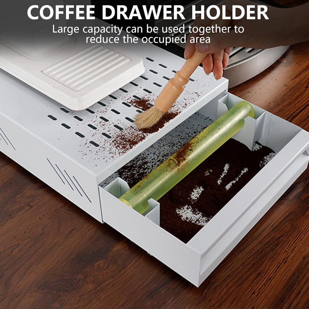 Espresso Abklopfbehälter mit Schublade – Edelstahl Knock Box mit Gummistange & Anti-Rutsch-Füssen, S