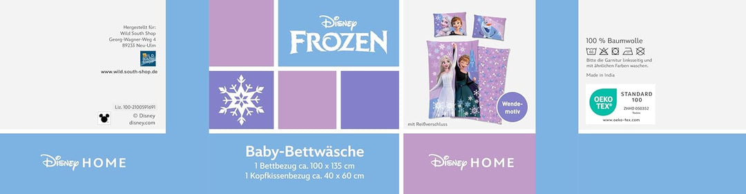 Disney Bettwäsche Frozen - Die Eiskönigin mit Anna, ELSA, Olaf 40x60 + 100x135 cm, 100% Baumwolle mi