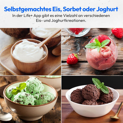 MEDION smarte Eismaschine mit Kompressor (selbstkühlend, App Steuerung inkl. Eis-Rezepte, LED Displa