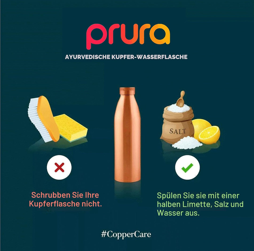 ayurvedische Kupfer-Wasserflasche, auslaufsicheres naturreines Kupfergefäss 900ml/30oz 900 ml Design