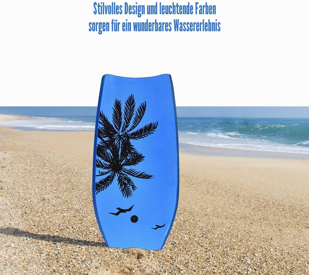 HOMASIS Surfbrett L, Bodyboard aus XPE und HDPE mit Handschlaufe, Halbmond Surfbrett, geeignet ab 14