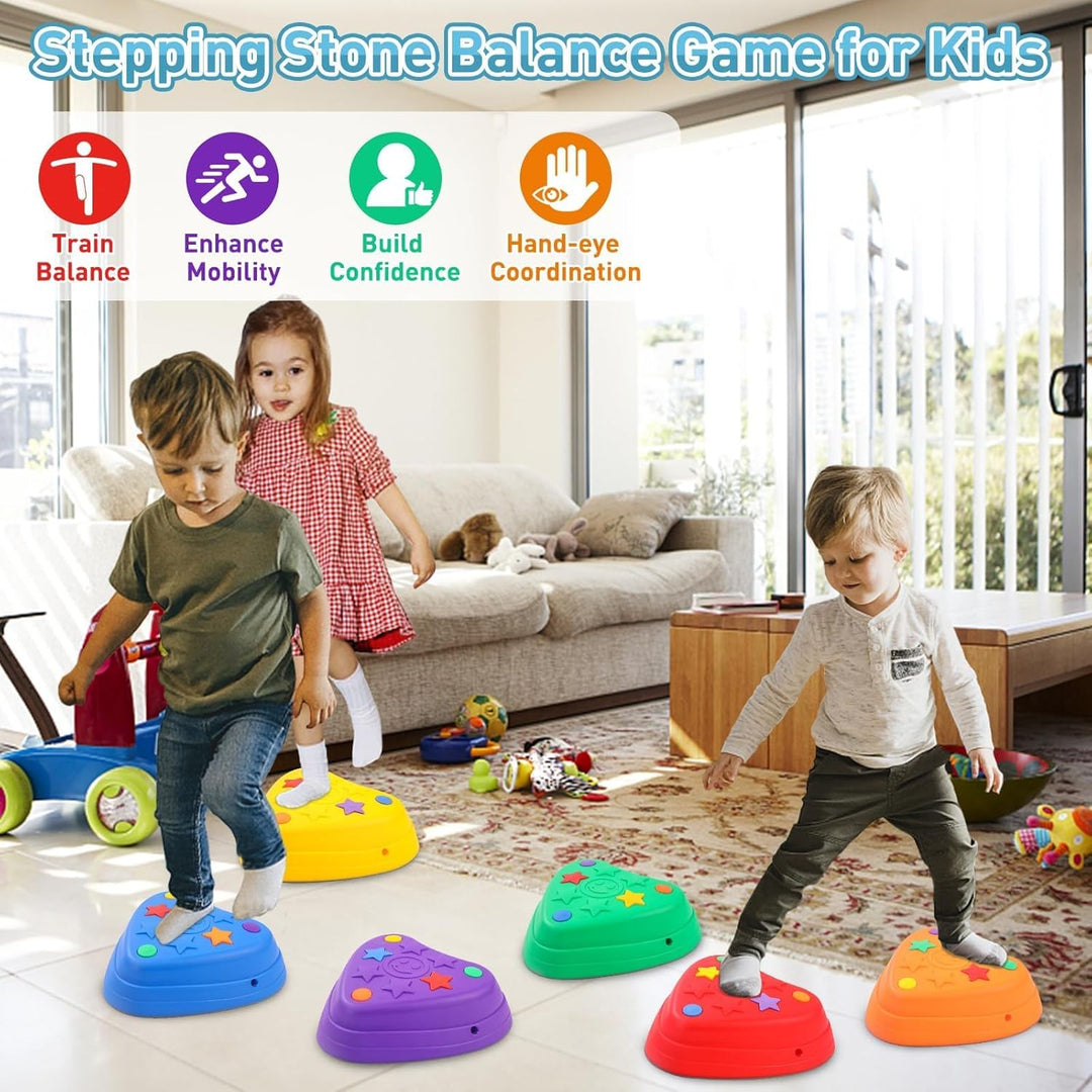 Balanciersteine für Kinder, 6er Set Stapelsteine Balancieren fördert Balance & Koordination, Indoor