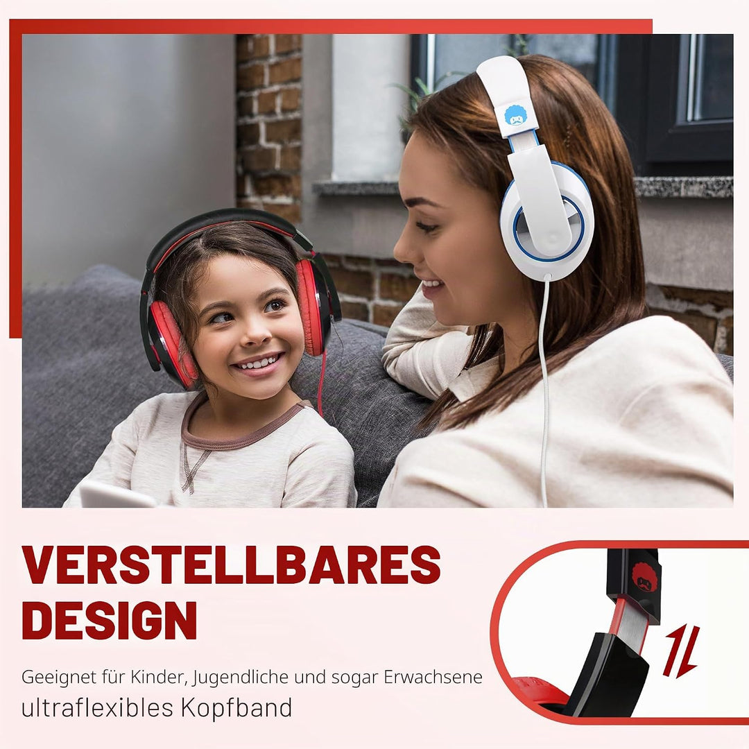 RockPapa Comfort Kinder Kopfhörer für Schule Jungen, Kopfhörer Kinder mit Kabel, Einstellbar, Faltba