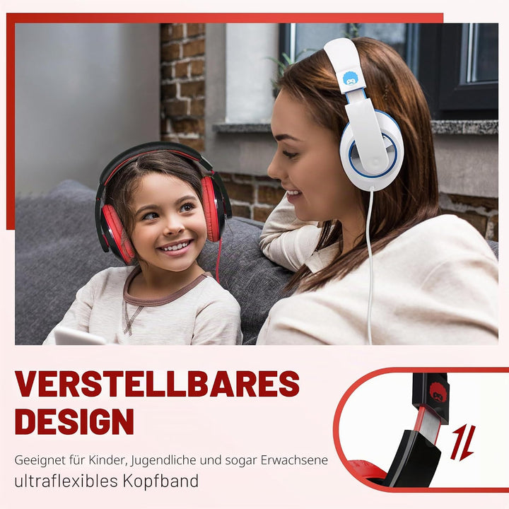 RockPapa Comfort Kinder Kopfhörer für Schule Jungen, Kopfhörer Kinder mit Kabel, Einstellbar, Faltba