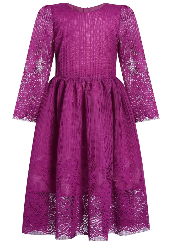 BONNY BILLY Mädchen Kleider Vintage Spitze Tüll Festlich Hochzeit Lang Abendkleid Ballkleid Partykle