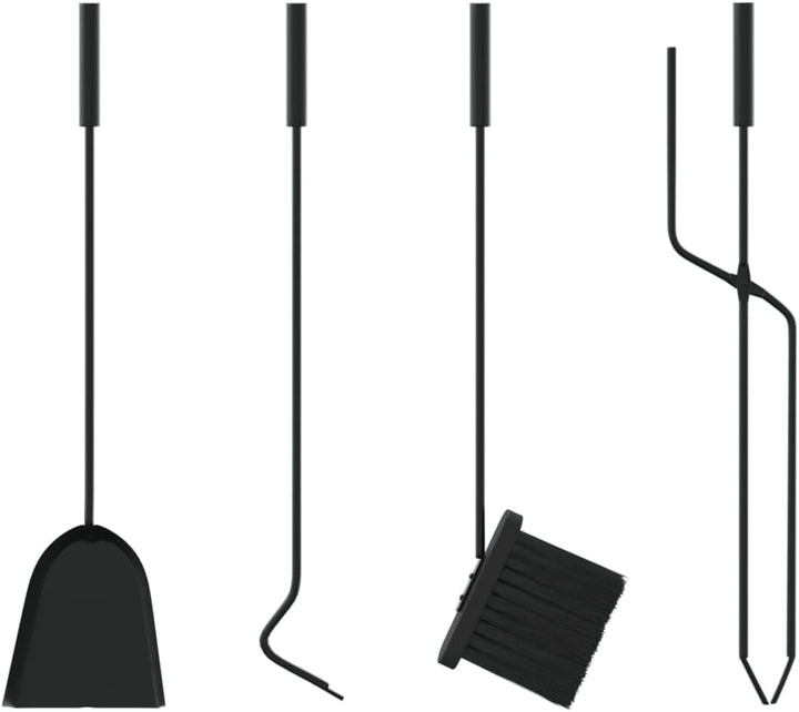Mangloder 5 tlg Kaminbesteck Set aus Stahl mit Ständer, Schürhaken, Zange, Besen und Schaufel, 23 x