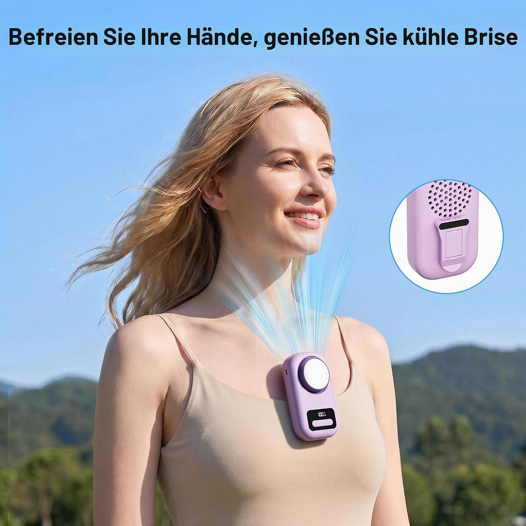 Morelax Tragbarer Mini Ventilator Hand mit Eiskühlung &amp; Digitalanzeige, USB-C,5 Stufen Lila-taro, Li