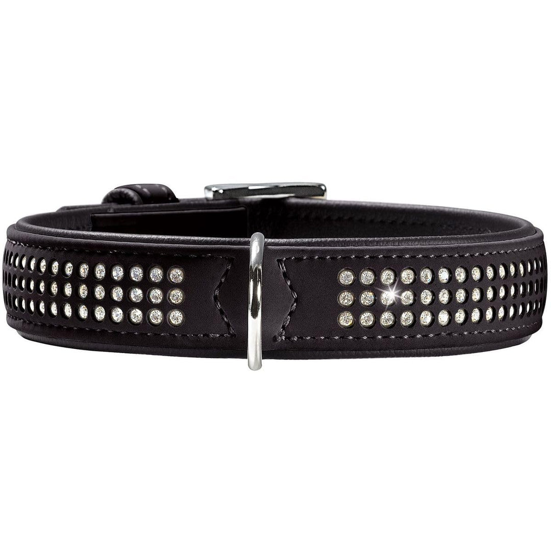 HUNTER SOFTIE TRILUXE Hundehalsband, Kunstleder, glitzernde Strasssteine, 60 (M-L), schwarz schwarz