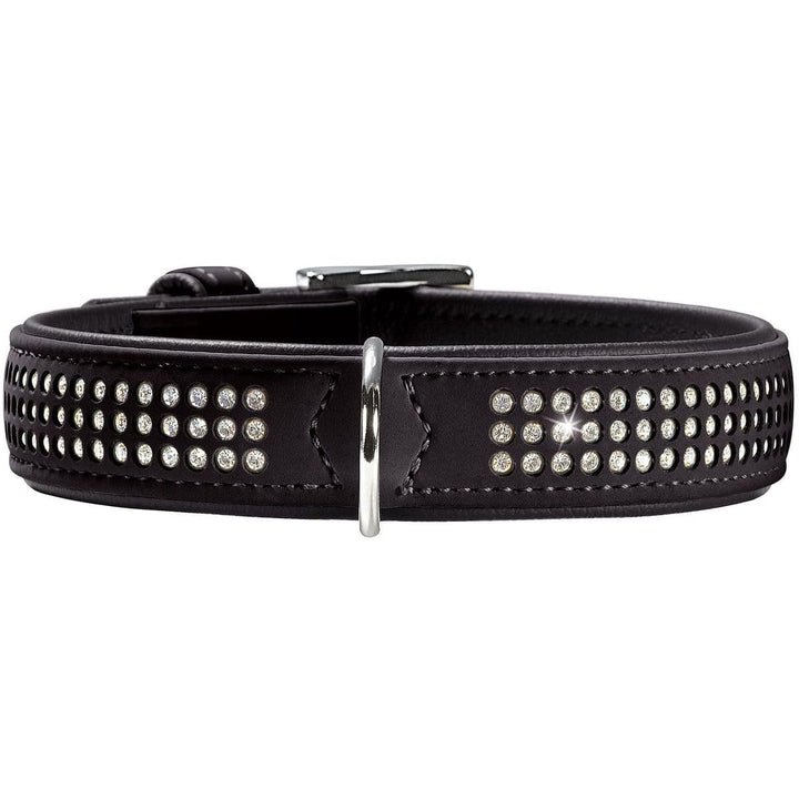 HUNTER SOFTIE TRILUXE Hundehalsband, Kunstleder, glitzernde Strasssteine, 50 (S-M), schwarz 50 (S-M)