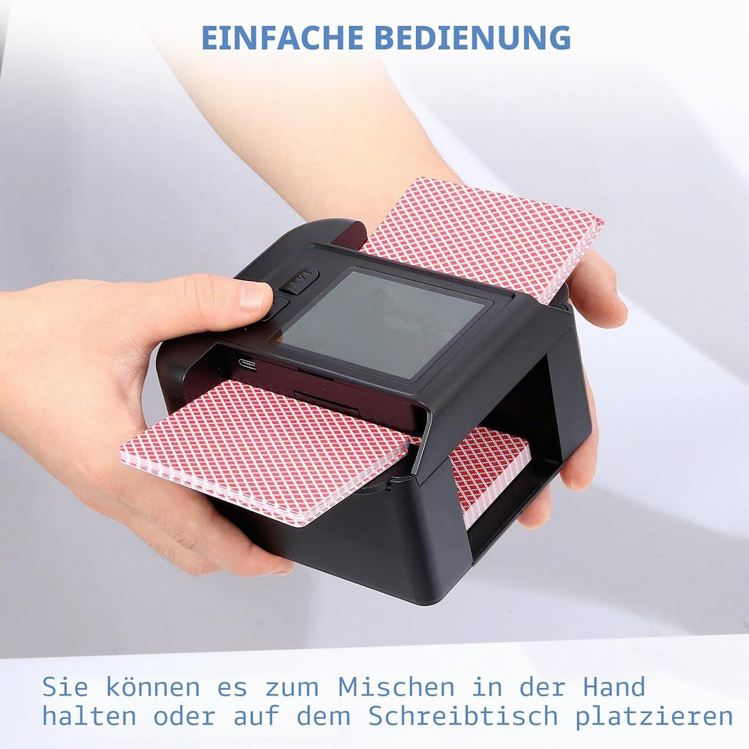 Automatischer Kartenmischer für 1-2 Decks,wiederaufladbarer 2000-mAh-Akku,elektrischer Shuffler für