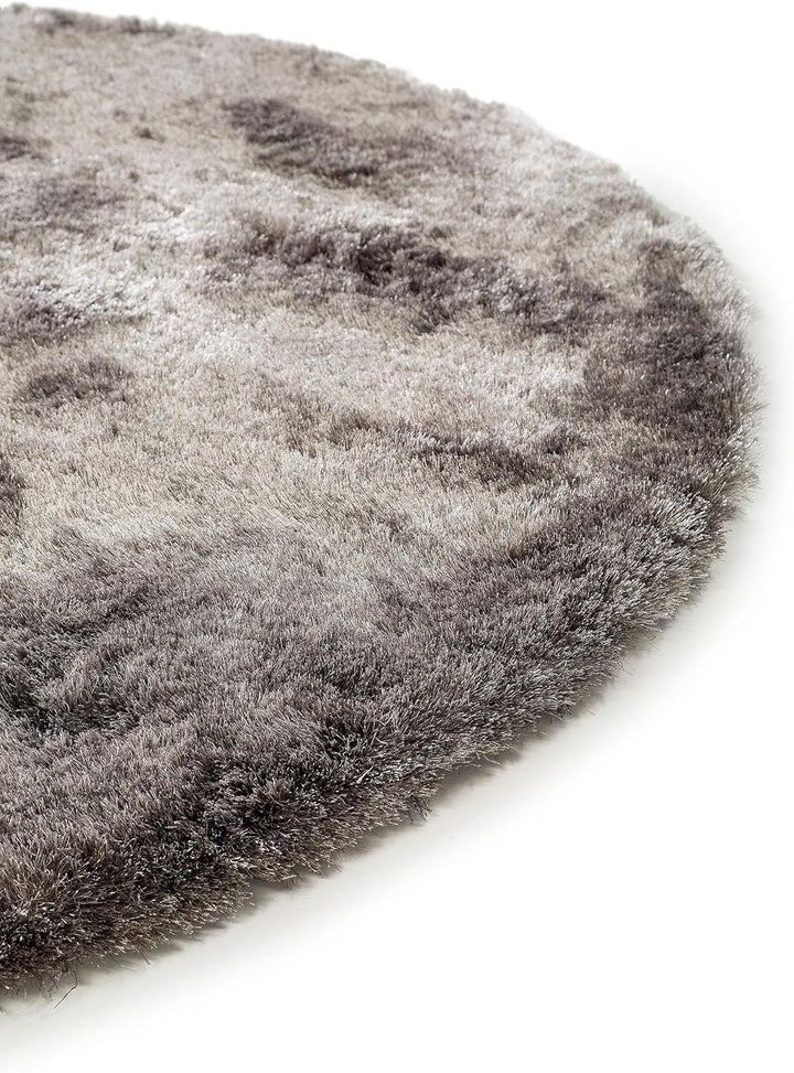 benuta Shaggy Hochflor Teppich Whisper Durchmesser 80 cm rund, Kunstfaser, Grau Rund Grau 80 cm rund