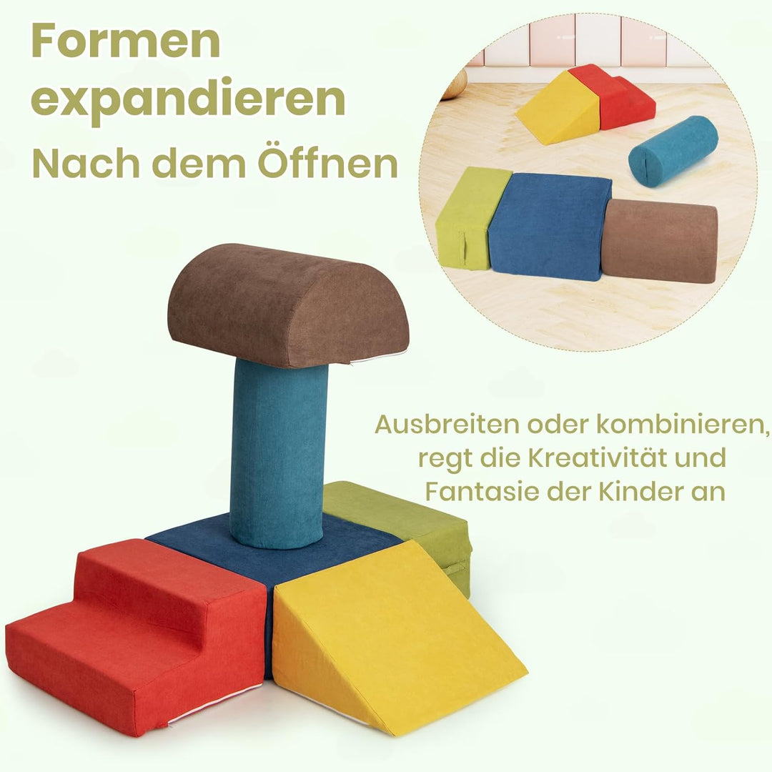 DREAMADE 6 TLG. Softbausteine für Kinder, Kletterblöcke aus Schaumstoff mit waschbarem Bezug, Softba
